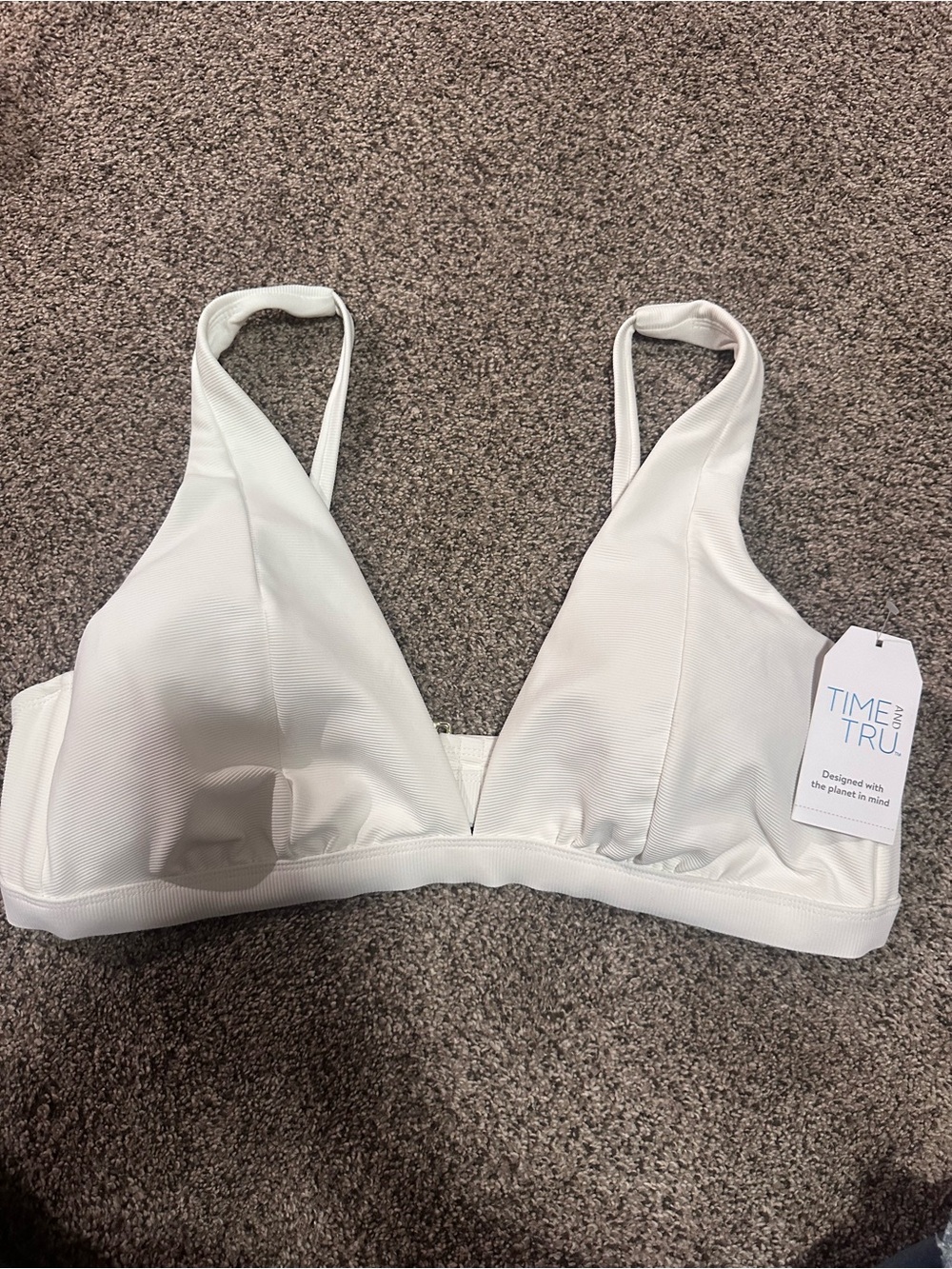 Time and Tru White Wireless V-Neck swim